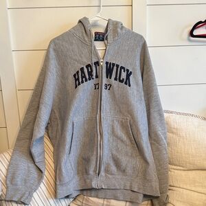 Hartwick Gray Zip-Up Hoodie with Navy Print